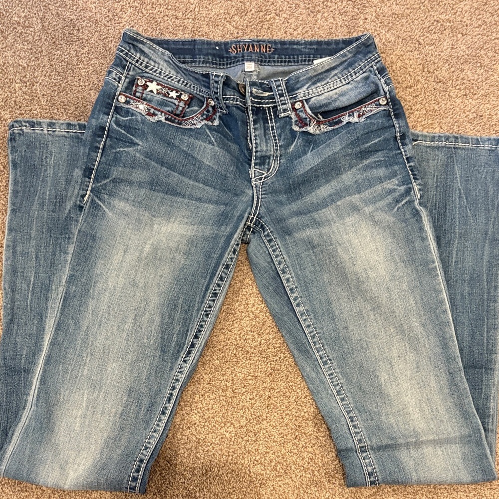 Shyanne Women's Embroidered Boot Cut Jeans - Blue